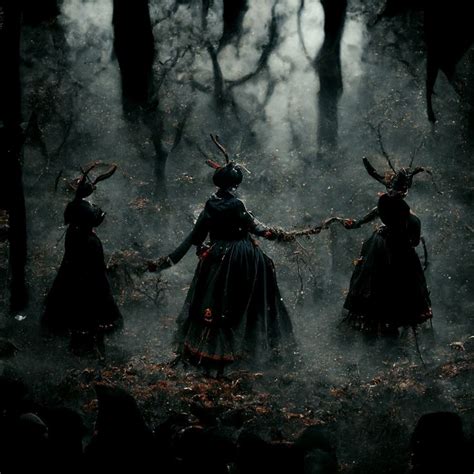 Mystic witches and crimson moon